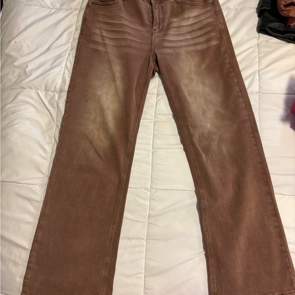 Flamingo Urban Tan Wide Leg Jeans